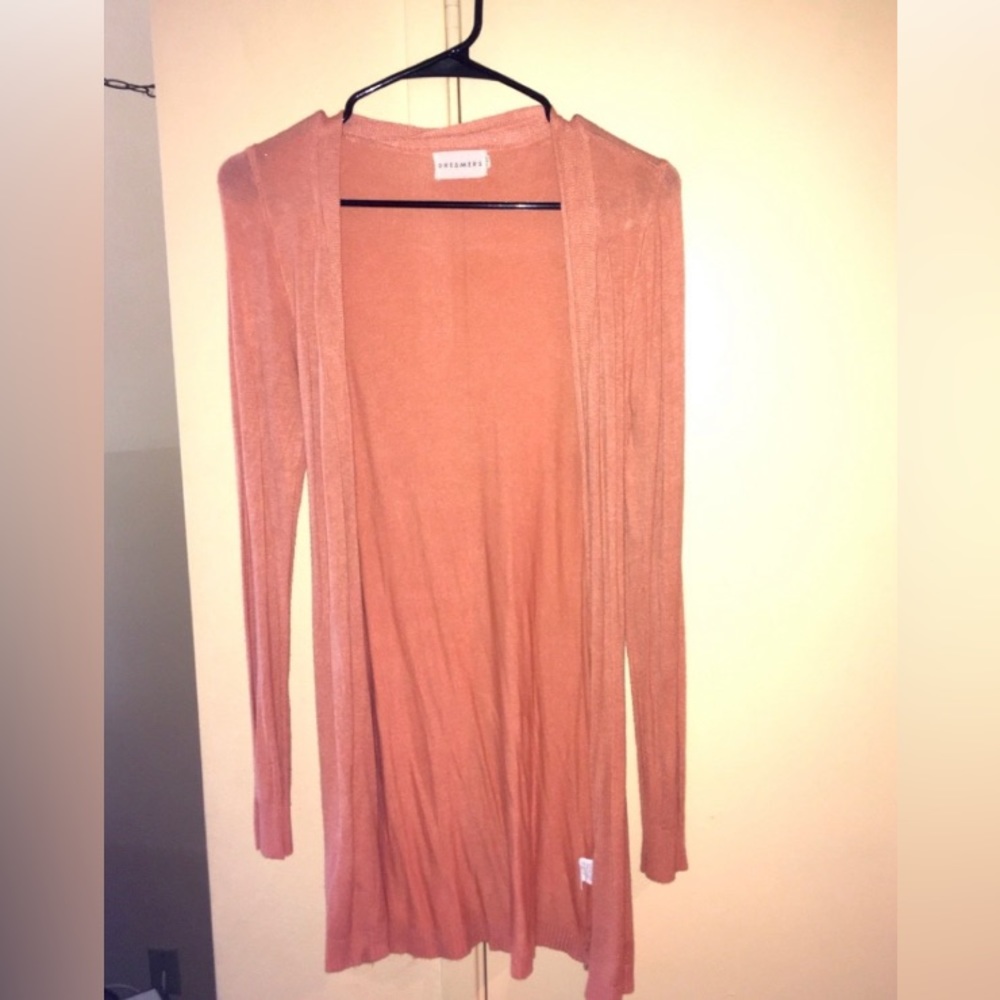 Peach Mid Length Cardigan Sweater Size M - Picture 6 of 10